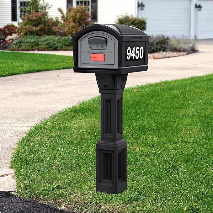 Simplay3 USPS T4 Extra Large Capacity XL Mailbox and Post Cover with Durable Double-Wall Construction, Weather-Resistant Design, Black, Made in the USA