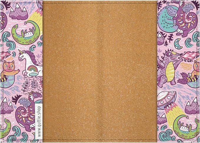 Passport Cover for Kids, Women and Men, Cute Travel Passport Holder (Dragon Yeti Pattern)