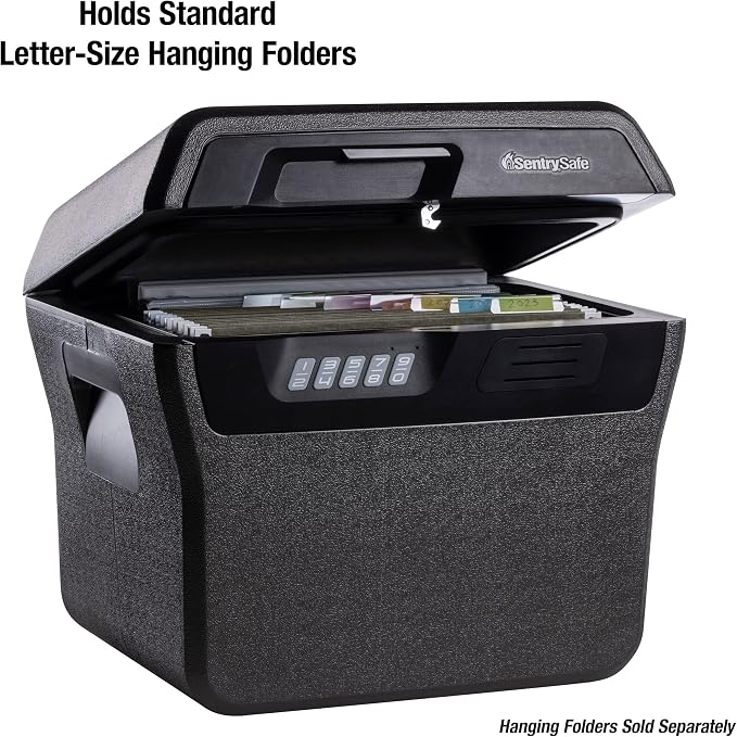SentrySafe Charcoal Gray Waterproof and Fireproof Safe, Lock Box with Keypad for Documents and Hanging File Folders, Exterior: 14.1 x 16.6 x 13.8 Inches, ‎FHW40300 | Document and Hanging File Folder Storage With Fire/water Protection, Programmable Digi...