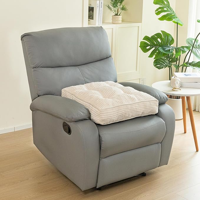 Tufted Corduroy Recliner Seat Cushion for Elderly, High Density Foam Large Square Seat Cushion for Recliner Chair, Floor Pillow, Office Chair, Car, No Pressure on Thighs, 20x20x4