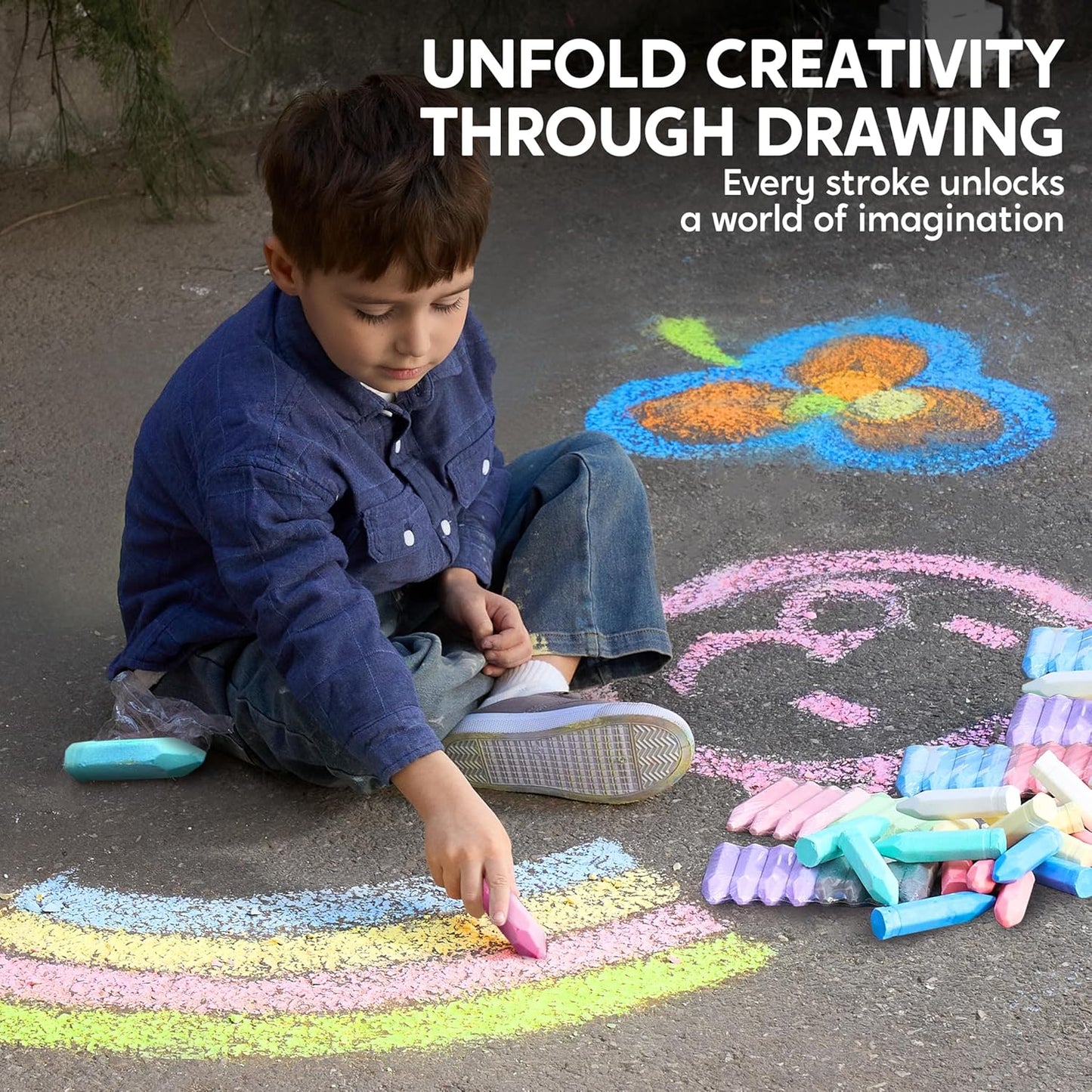 JOYIN 144 PCS Cone Shaped Washable Sidewalk Chalks, 12 Colors, Non-Toxic Jumbo Colored Chalk for Toddlers 1-3, Painting for Outdoor Art, School Supplies, Classroom Must Haves