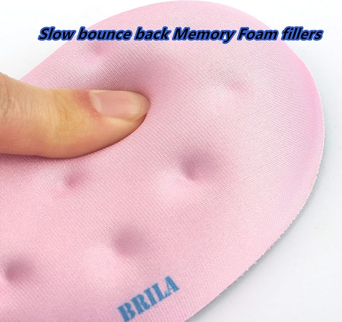 BRILA Ergonomic Memory Foam Mouse Wrist Rest Support Pad Cushion for Computer, Laptop, Office Work, PC Gaming - Massage Holes Design - Wrist Pain Relief (Pink Mouse Wrist Rest)