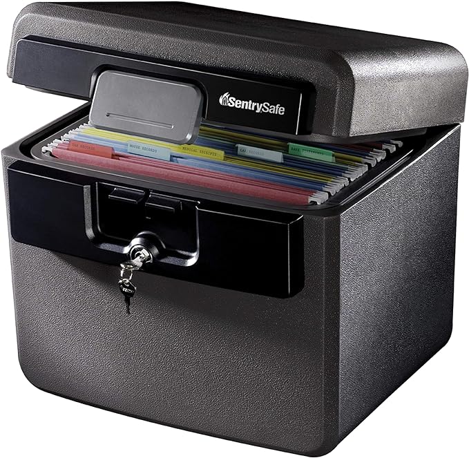 SentrySafe Fireproof and Waterproof Safe Box, 6.6 x 15.4 x 14.3 Inches, CHW20221 with Key Lock, File and Document Safe, 0.65 Cubic Feet