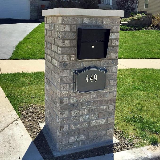 Mail Boss 7500 Mail Manager Pro Curbside Security, Black Locking Mailbox with House Numbers, Mounting Plate and Pull Out Mail Tray