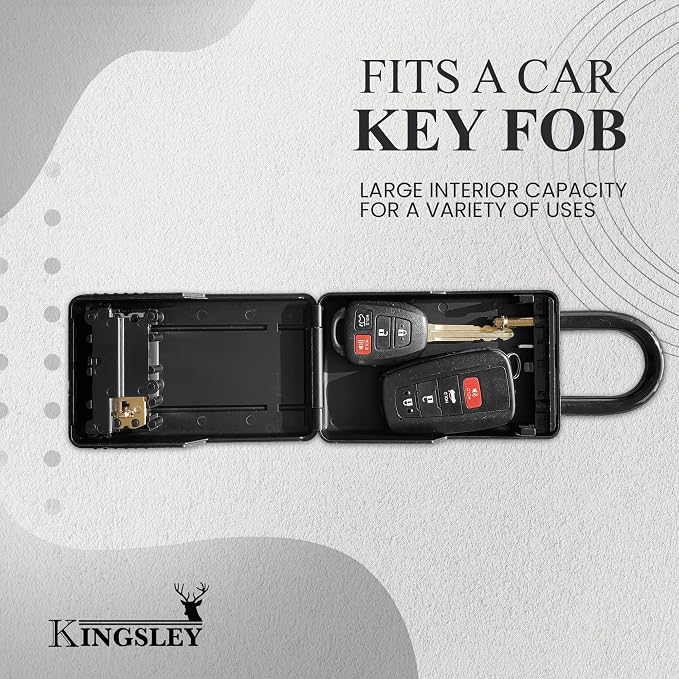 Kingsley KL313 Large Capacity Key Storage Box with Resettable Code, Water Resistant Realtor Key Lock Box for Spare Keys, Lock Box for Home, Apartment, AirBnB