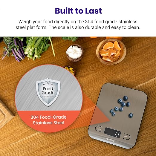 Etekcity Food Nutrition Scale, Digital Grams and Ounces, Large | Kitchen scale with tare, ideal for baking, weight loss, keto, meal prep, liquids and jewelry, 304 Stainless Steel