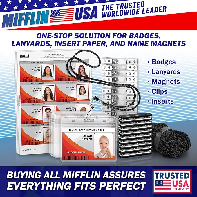 Mifflin-USA Passport & Card Holders (Clear, 4x6 inch, 10 Pack), Extra Large (XXL) ID Name Badge Holder, Waterproof Vertical Plastic Card Holders