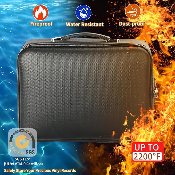 Fireproof Safe Document File Organizer Box, 5200°F Portable File Organizer with Lock,Hard Case Highly Flame-Resistant Fire Proof Waterproof File Bag with Lock, Fire Safe Home Valuables Storage