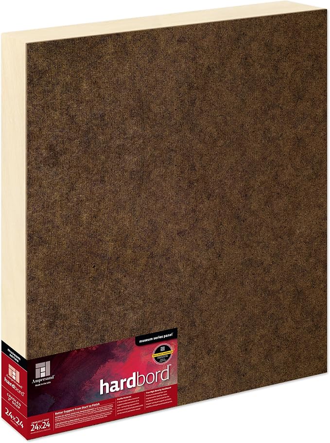 Ampersand Art Supply Hardboard Wood Painting Panel: Museum Series Hardbord, 24" x 24", 2 Inch Cradled Profile