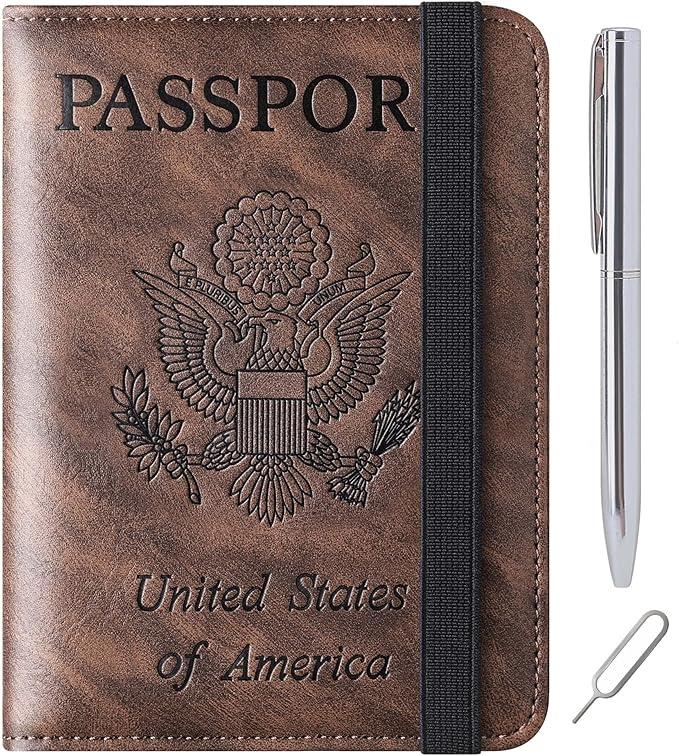 LOHASLIFE Passport Holder for Travel Essentials, Passport Cover Wallet | Leather Rfid Blocking Card Case, Travel Accessories, Vacation Luggage Must Haves, for Men Women