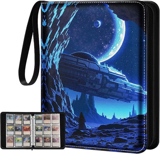 for 9 Pocket Card Binder for MTG, TCG, Game Cards Holds 900 Cards - Large Capacity Trading Card Collection Album Folder with Zipper for Men Boys Teens Planet Design for Sports Card