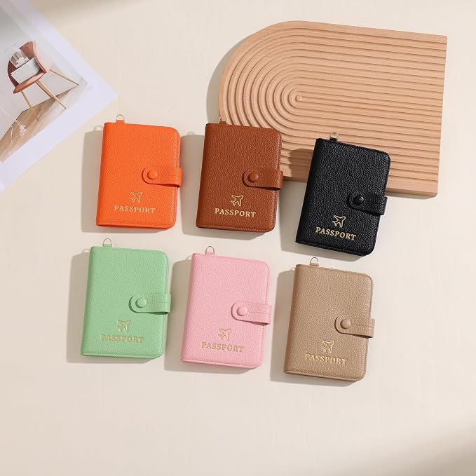 Passport Holder RFID Protected Wallet and Luggage Tag with Protection Cover Travel Accessories Leather Card Case Organizer for Women Men (Beige)