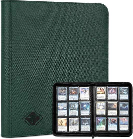 Trading Card Binder, Card Binder Album Folder Book Fit for MTG Baseball Football Sports Cards, Easy to Use Card Collection Binder (Green, 432 Pockets)