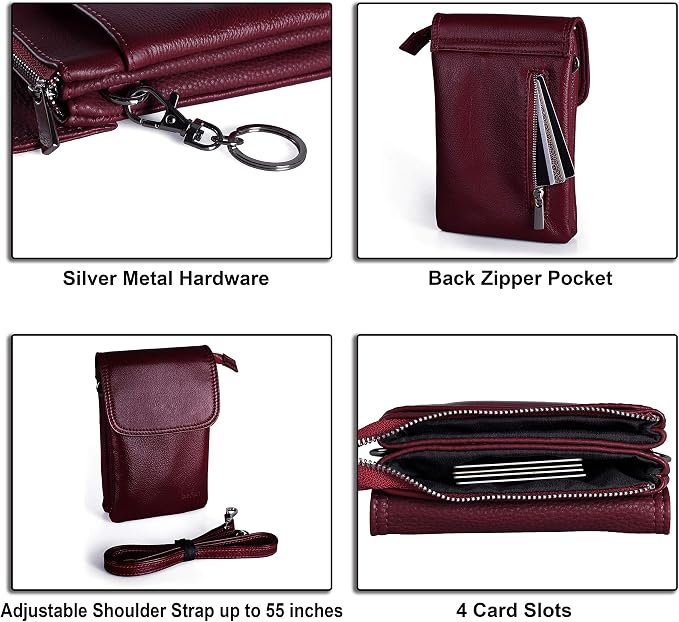 befen Genuine Leather Small Crossbody Bags for Women Cell Phone Travel Bag | Soft Real Leather, Adjustable Shoulder Strap, Card Slots, Compact Size, Daily Travel Shopping Outing Use, Phone Purse