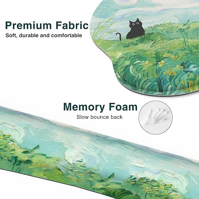 Ergonomic Mouse Pad with Wrist Rest and Keyboard Wrist Rest, Mousepad | Memory Foam Wrist Rest for Computer Keyboard, Pain Relief, Non-Slip Base, Mouse Pad with Wrist Support for Gaming, Pating Cat