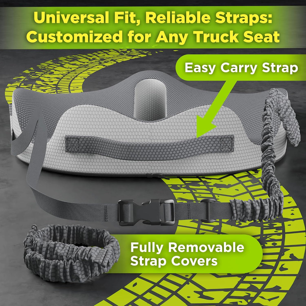 Large Truck Seat Cushion for Truck Driver Seat Cushion - Upgraded Back Support, CertiPUR-US® Certified - Thick Memory Foam, Pain Relief for Hours of Driving, Trucker Approved Big Rig - Gray