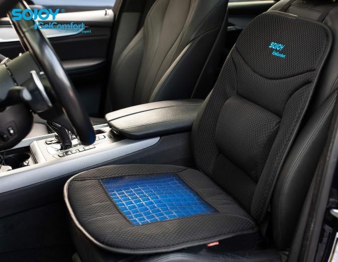 Sojoy Truck Seat Cushion – Gel Memory Foam Seat Pad with Lumbar & Back Support, for Office Chair, Car & Semi-Truck, Pain Relief & All-Day Comfort