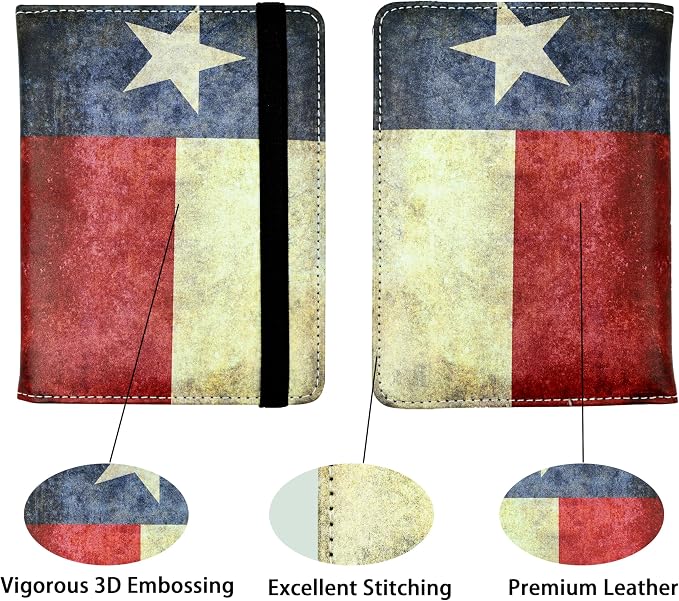 Texas Vintage Flag Passport Holder for Women and Men PU Leather Passport Cover for Travel