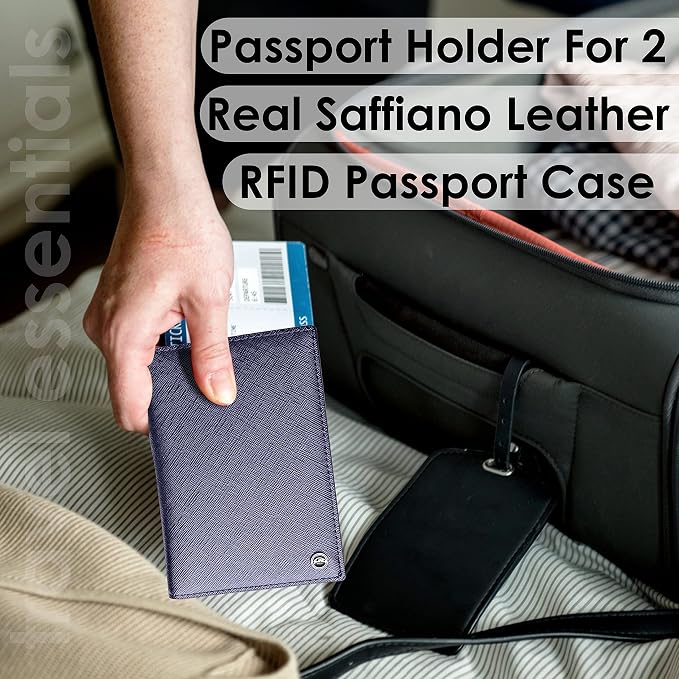 2 Passport Holder - Travel Essentials, RFID Blocking Wallet Credit Card Organiser, Plain Accessories Slim Cover For Men & Women | Travel Essentials