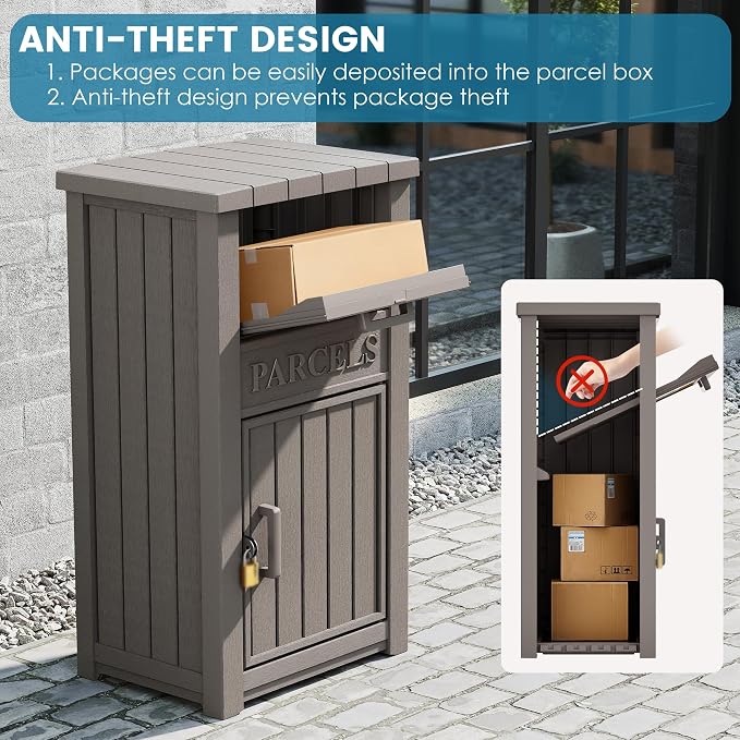 Package Delivery Box for Outside, Gray(60 Gallon no Sign)