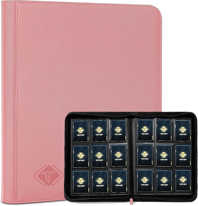 Trading Card Binder, Card Binder Album Folder Book Fit for MTG Baseball Football Sports Cards, Easy to Use Card Collection Binder (Pink, 432 Pockets)