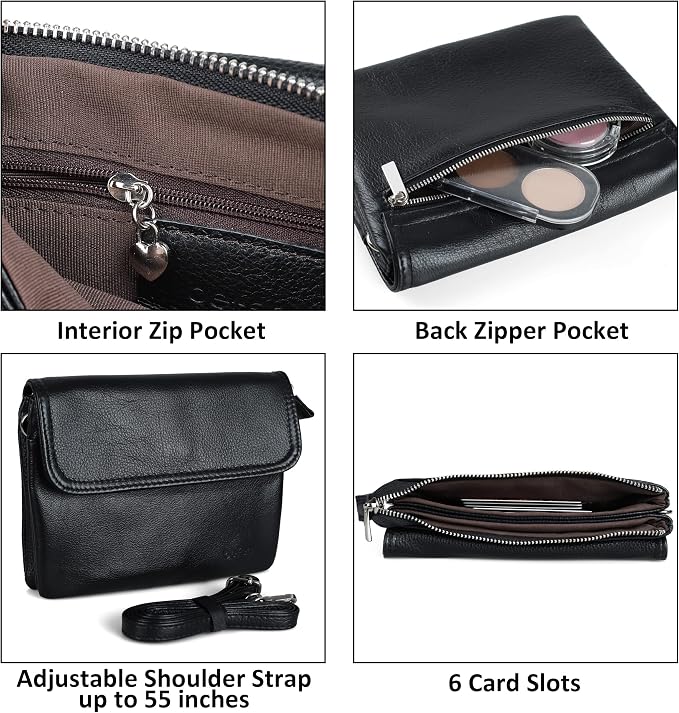 befen Genuine Leather Small Crossbody Bags for Women Cell Phone Travel Bag | Soft Real Leather, Adjustable Shoulder Strap, Card Slots, Compact Size, Daily Travel Shopping Outing Use, Phone Purse