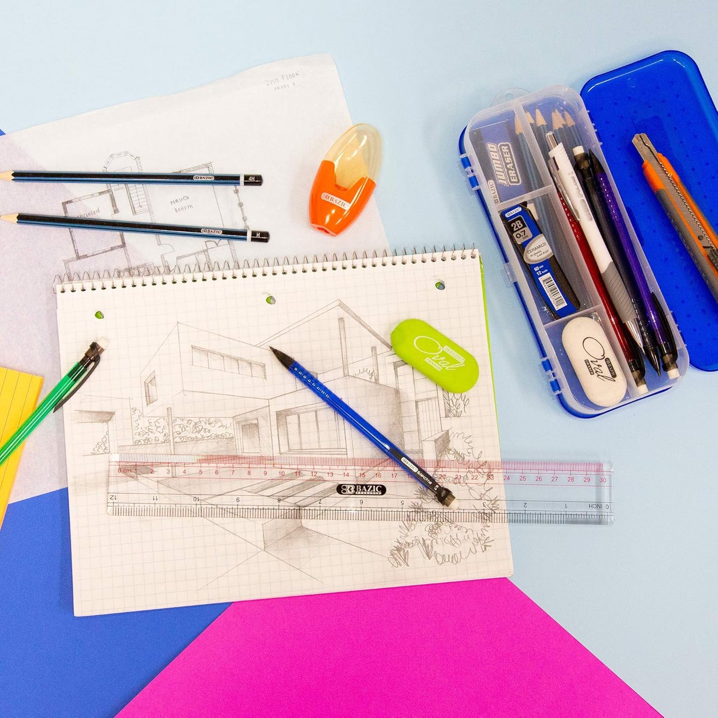 BAZIC Claro 12" (30cm) Transparent Plastic Ruler