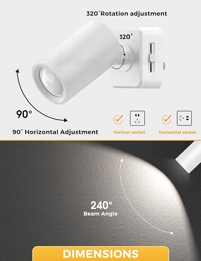 L LOHAS LED Night Lights Plug into Wall,[2-Pack] Wall Spot Lights Indoor with Light Sensor,5000K Daylight White Night Lights,for Home Decor Party Bathroom,Hallway