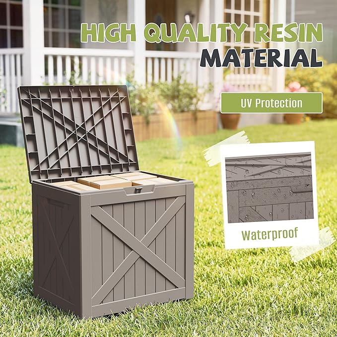 40 Gallon Outdoor Package Delivery Box with Lockable, Waterproof & Weatherproof Secure Parcel Drop Box for Porch, Resin Outside Storage Boxes(Grey)