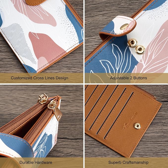 Travelambo RFID Wallet Women Large Size Bifold Multi Card Wallet Case with Zipper Pocke Credit Card Holder for Women