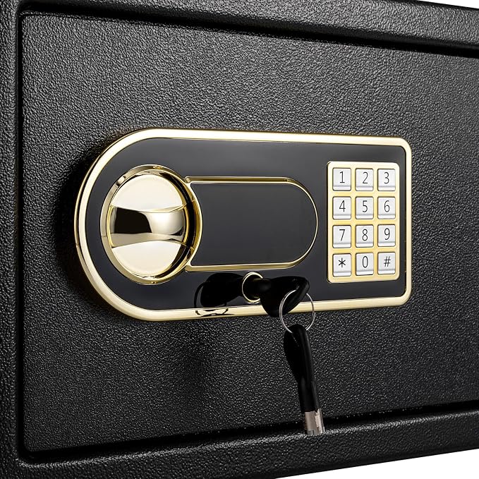 Steel Safe Box, 13*9*9inch Large Fireproof Safe Box for Home Use, Security Safe with Digital Keypad Lock for Money Cash Valuables Document Jewelry, Valuables, 13*9*9inch Rectangular