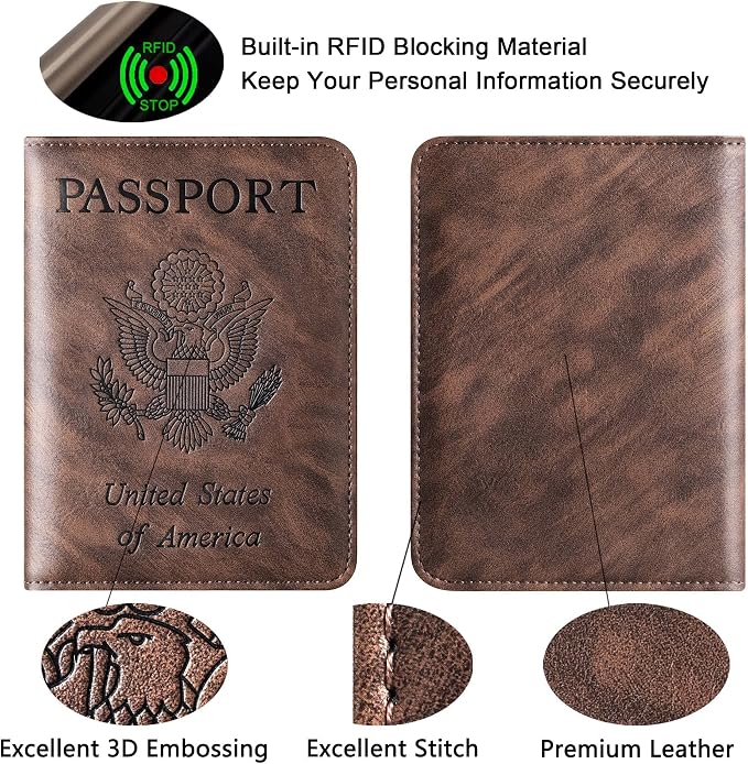 LOHASLIFE Passport Holder for Travel Essentials, Passport Cover Wallet | Leather Rfid Blocking Card Case, Travel Accessories, Vacation Luggage Must Haves, for Men Women