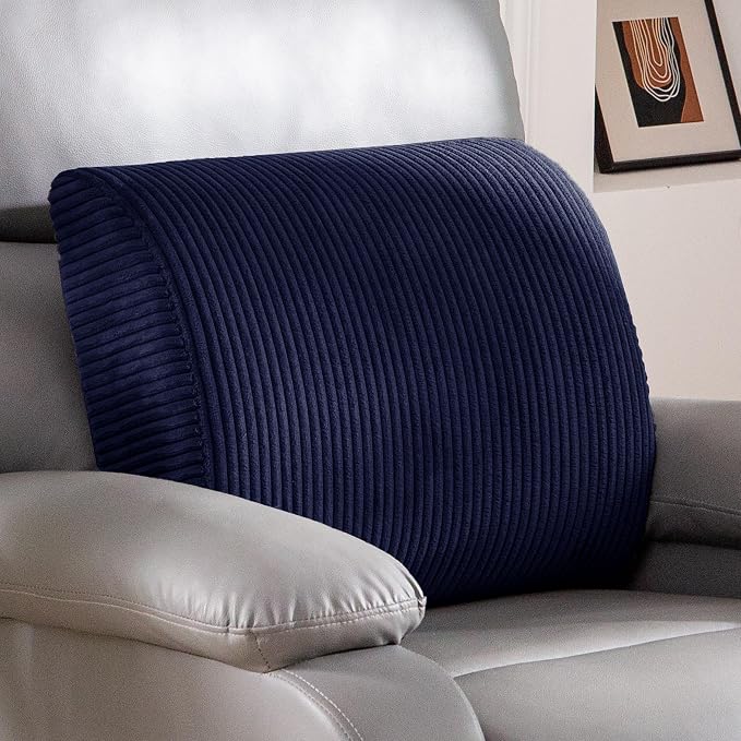Lumbar Support Pillow for Recliner Chair/Accent Chair/Couch, Extra Large Memory Foam Back Support Cushion for Elderly, Recliner Cushions for Back Rest, Pain Relief, Reading, Washable Cover, Navy