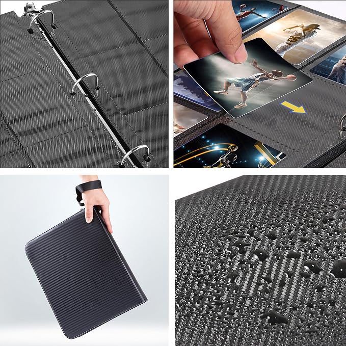 WOT I Trading Card Binder, 630 Pockets Sleeves with Zipper, Double Sided Pockets Card Holder Carry Case for Baseball Card, Football Card
