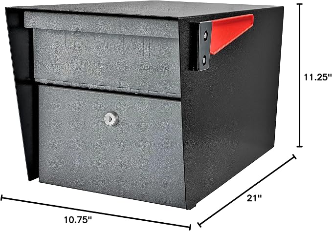 Mail Boss 7521 Mail Manager Locking Mailbox, Large, Black & Granite