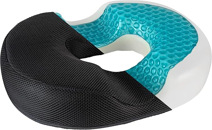 Gel Donut Pillow| Lifting Cushion | Donut Cushion for Tailbone Hemorrhoid Cushion Coccyx Sciatica Pregnancy Cushion, Black