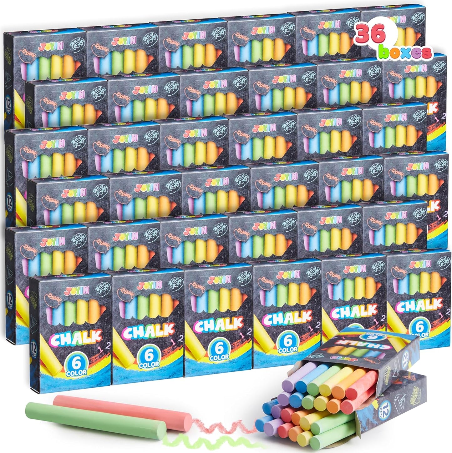 JOYIN 432 Counts Mini Chalk Set for Kids, Non-Toxic Mini Chalk for Boys Girls 3+, School Supplies for Teachers, Goody Bag Fillers, Classroom Prizes Gifts (36 Boxes)