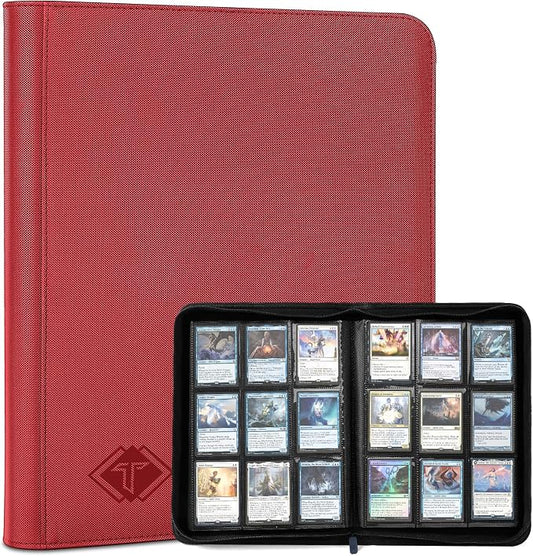 Trading Card Binder, Card Binder Album Folder Book Fit for MTG Baseball Football Sports Cards, Easy to Use Card Collection Binder (Red, 432 Pockets)