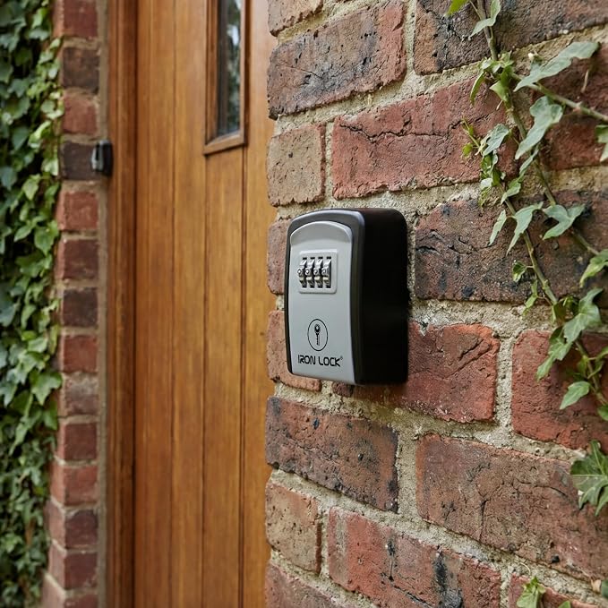 Iron Lock® Small Wall Mount Key Lock Box for Keys Outside (Grey) | Combination Lock, Resettable 4-Digit Code, Screw-In Wall Mount, Weather-Resistant Metal, No Battery or App, Holds 2 to 5 Keys
