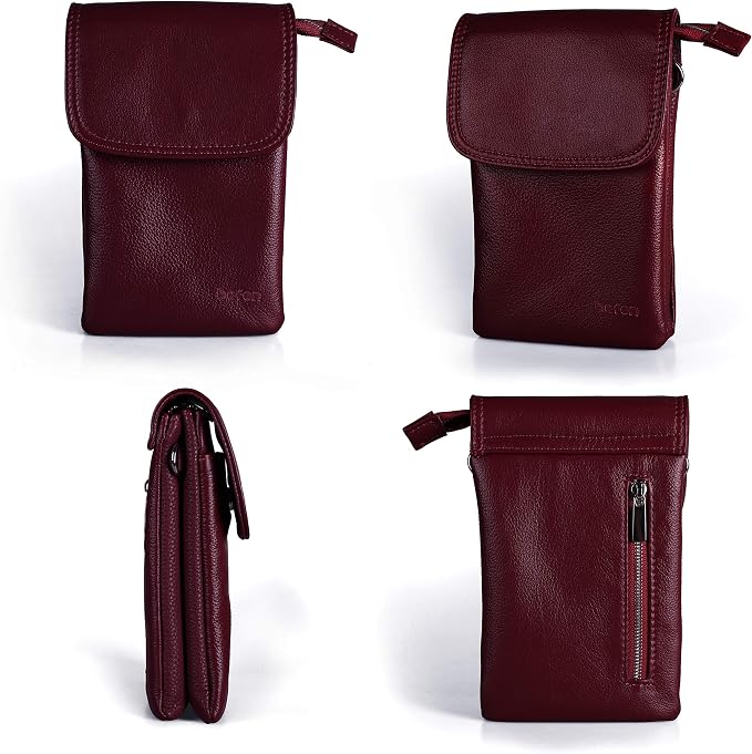 befen Genuine Leather Small Crossbody Bags for Women Cell Phone Travel Bag | Soft Real Leather, Adjustable Shoulder Strap, Card Slots, Compact Size, Daily Travel Shopping Outing Use, Phone Purse