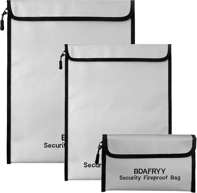 3 Pcs Fireproof Waterproof Money Important Document Bag(2000℉),Fire Proof Bag for Documents,Fire Proof Money Bag for Cash,for A4 A5 Documents Holder,Cash,Passport,Tablet,Laptop,File,Jewelry