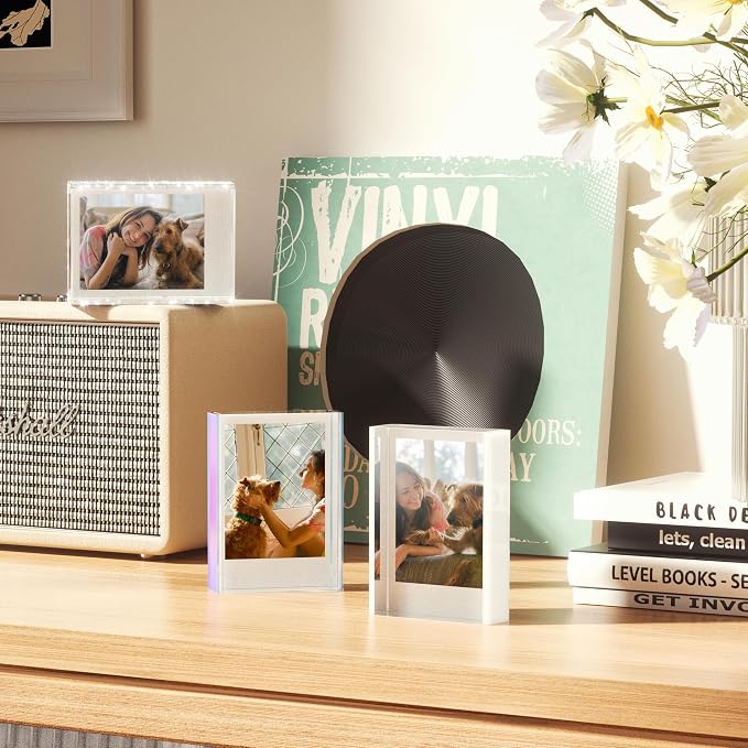 WINKINE 2x3 Mini Picture Frame for Fujifilm Instax Mini 12/41/99 Films | Small Photo Frame Compatible with Instax Mini Film and Polaroid 2x3 Photos, Freestanding Polaroid Frame for desk and shelf