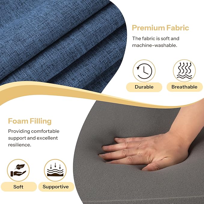 Recliner Cushions for Elderly 20X20X4 Inch Thick Seat Cushion for Recliner Chair with Non-Slip Bottom and Washable Cover Square Chair Cushions for Couch, Armchair, Floor (1, Blue)