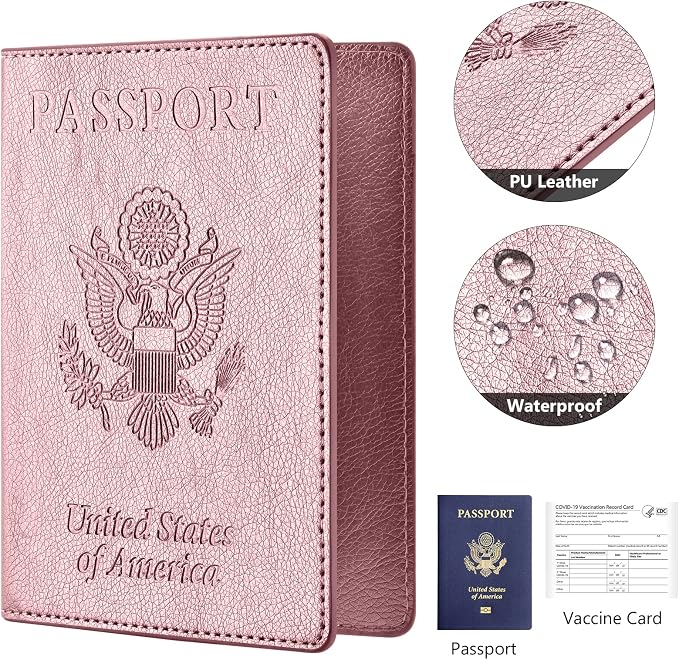 Eoehro Passport Holder for Travel Essentials-2Pack, Passport Wallet Cover Case for Travel Must Haves Accessories,Passport Book Holders for Women and Men