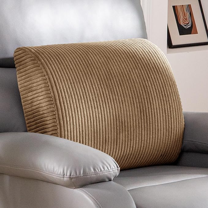 Lumbar Support Pillow for Recliner Chair/Accent Chair/Couch, Extra Large Memory Foam Back Support Cushion for Elderly, Recliner Cushions for Back Rest, Pain Relief, Reading, Washable Cover, Coffee