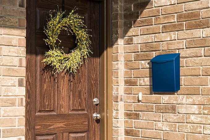Architectural Mailboxes 2681BE Marina Wall Mount Mailbox, C1, Blue | Galvanized steel build for outside with weather-resistant outdoor construction and a rust-resistant powder-coat finish.