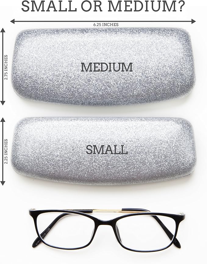 SPUNKYsoul Eye Glasses Case Girl Sparkle Smooth Glitter Hard Shell Eyeglass for Women