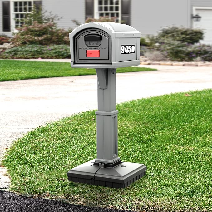 Simplay3 USPS T4 Extra Large Capacity XL Dig-Free Mailbox with Durable Double-Wall Construction, Weather-Resistant Design, and Easy No-Dig Installation, Steel Gray, Made in the USA
