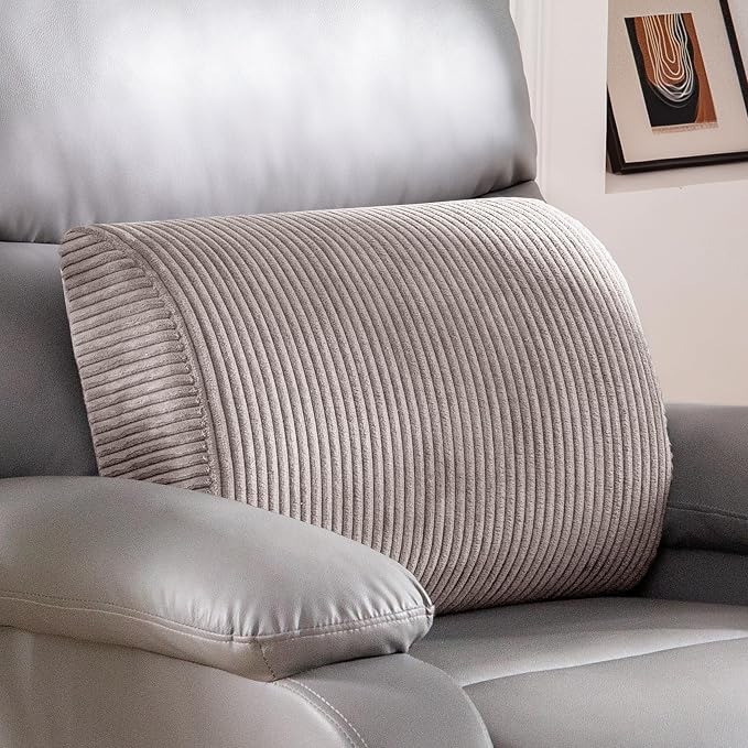 HIGOGOGO Lumbar Support Pillow for Recliner Chair/Accent Chair/Couch, Large Memory Foam Back Support Cushion for Elderly, Recliner Cushions for Back Rest, Pain Relief, Reading, Washable Cover, Grey