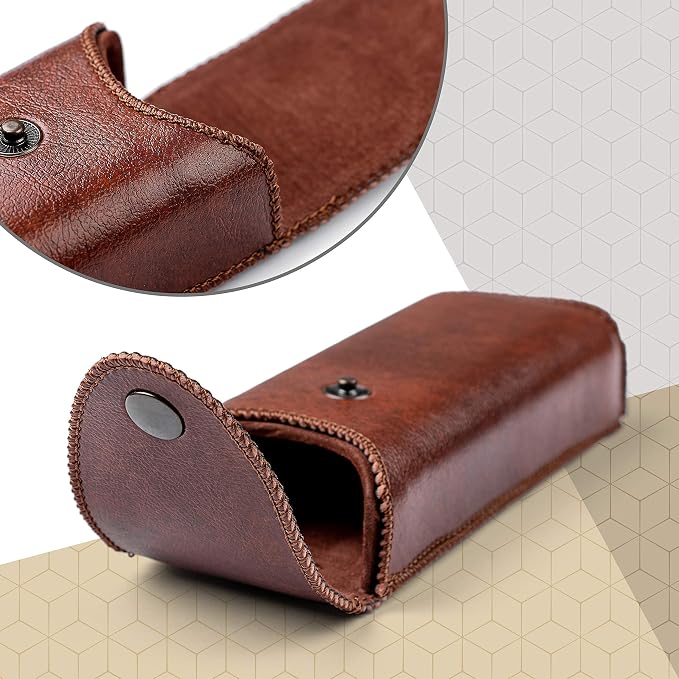 Hard Eyeglass Case With Belt Loop, PU Leather Glasses Case, Eyeglasses Cases, Reading Glass Case, Spectacles Box For Eyeglass, Classic Style Brown Eyeglass Case Small